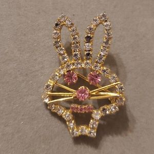 Vintage Rhinestone Easter Bunny Brooch